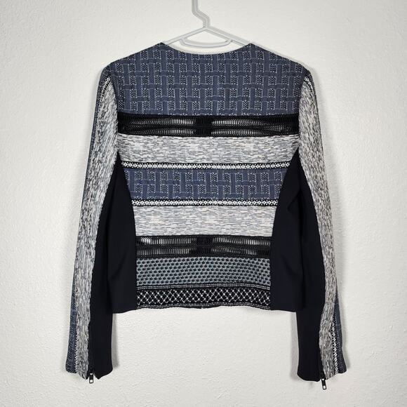 Jonathan Simkhai Front Zip Jacket Pattern Texture Mesh Black Gray Indigo Small - Picture 7 of 10